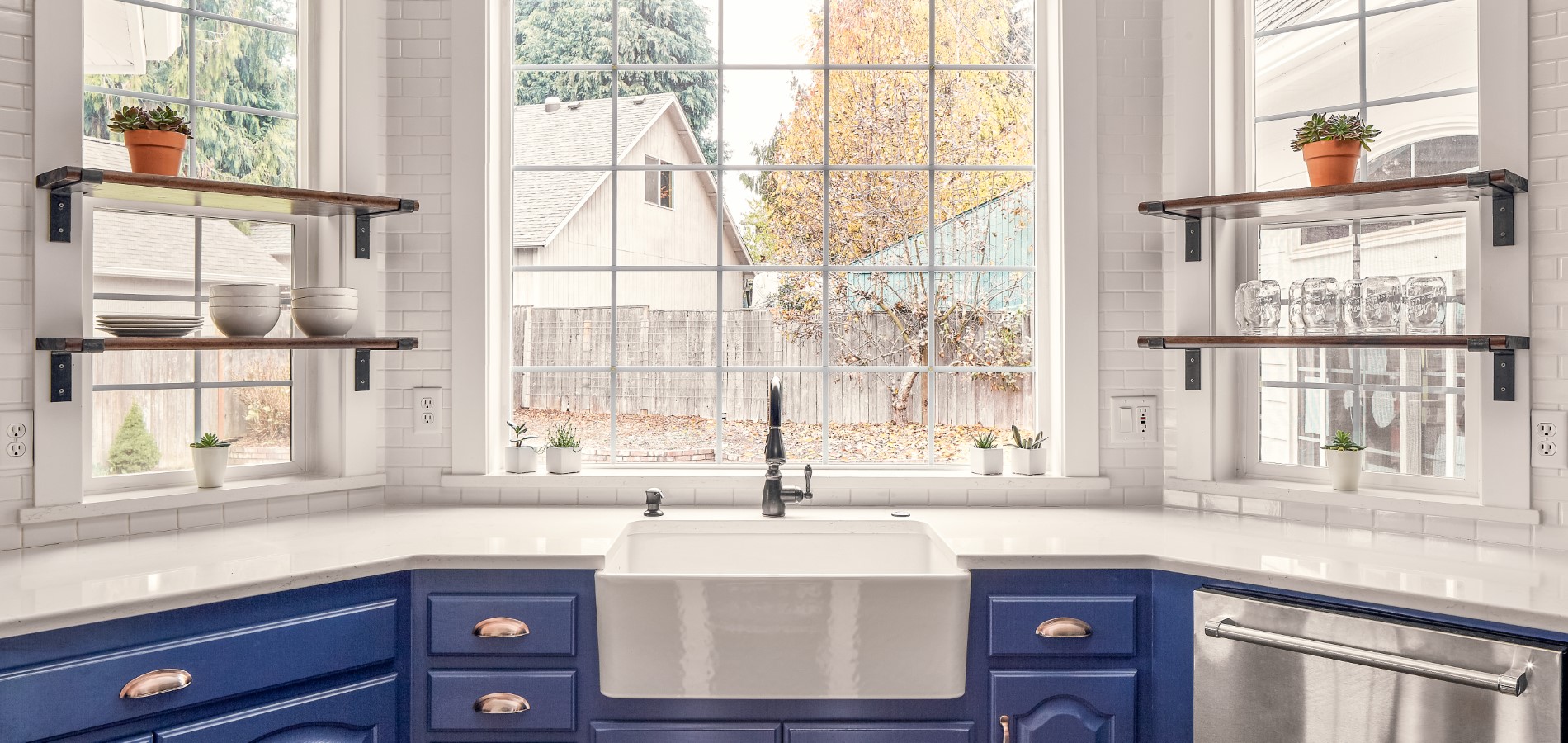 Farmhouse blue and white kitchen remodel, Golden Rule Remodeling & Design, Salem Oregon