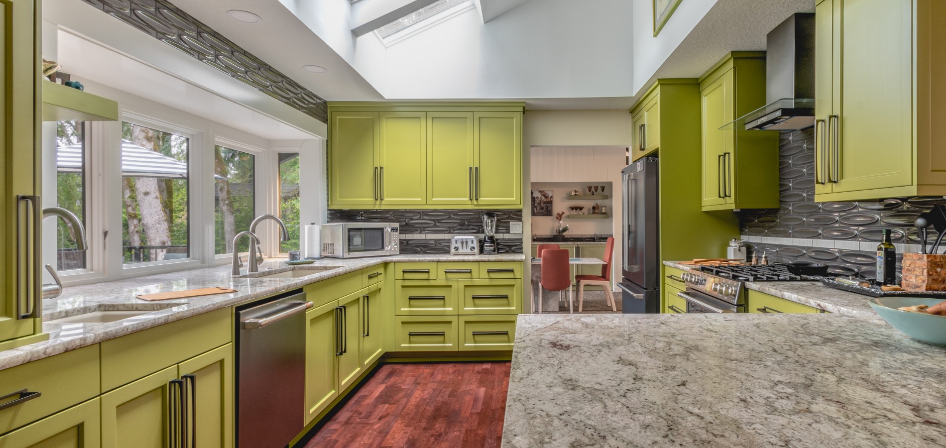 Vibrant green cabinets, kitchen and whole home remodel, Golden Rule Remodeling & Design, Salem Oregon 