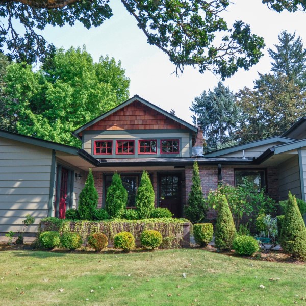 Two-Story library addition with cedar siding in gable end, Golden Rule Remodeling & Design, Salem Oregon