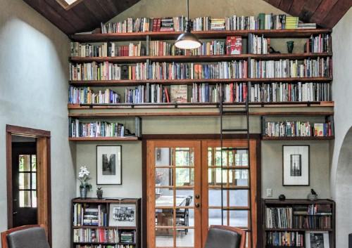 Two-story library addition with reclaimed barnwood ceiling, Golden Rule Remodeling & Design, Salem Oregon 