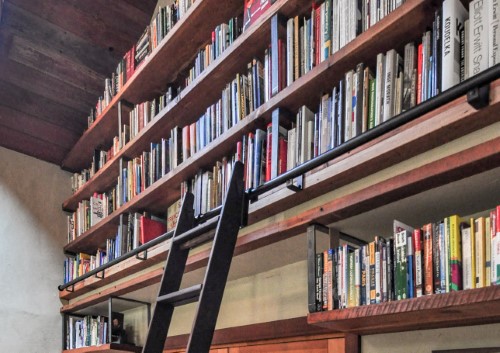 Two-story library addition with rolling ladder, Golden Rule Remodeling & Design, Salem Oregon