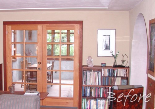 Two-story library addition with rolling ladder (before), Golden Rule Remodeling & Design, Salem Oregon 