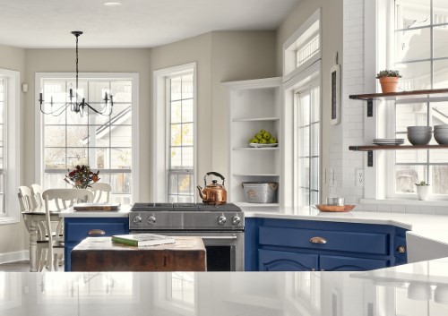 Farmhouse Blue and White Kitchen, Stayton Oregon Golden Rule Remodeling