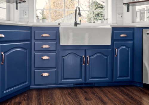 Farmhouse Blue and White Kitchen, Stayton Oregon Golden Rule Remodeling