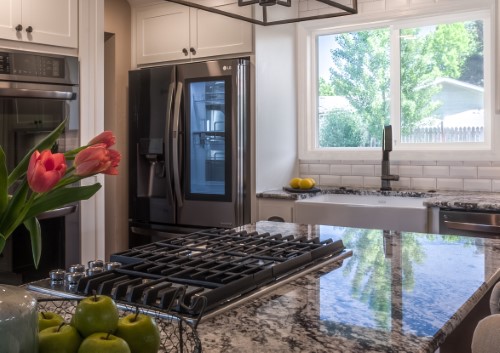 Classic Black and White Kitchen Remodel with large island, Monmouth Oregon