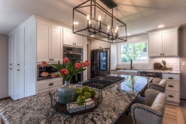 Classic Black and White Kitchen Remodel with large island, Golden Rule Remodeling & Design, Monmouth Oregon