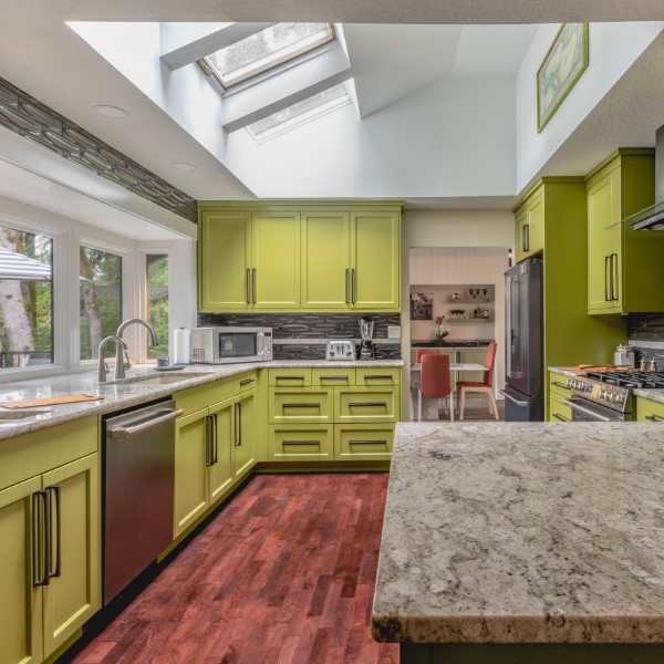 Vibrant green cabinets, kitchen and whole home remodel, Golden Rule Remodeling & Design, Salem Oregon 