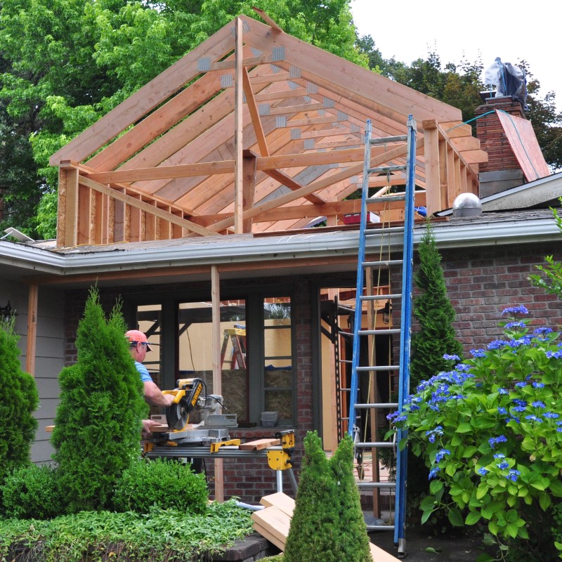 Two-Story library addition with cedar siding in gable end, Golden Rule Remodeling & Design, Salem Oregon